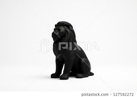 A simple black lion object placed on a white background A simple black lion object placed on a white background 127582272