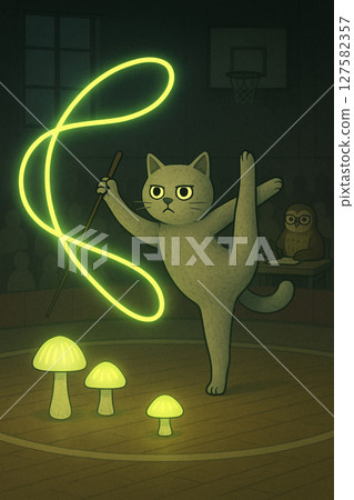 Cat with ribbon 127582357