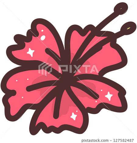 Kawaii Hibiscus Flower Illustration 127582487