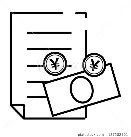 文件和付款圖像的黑白圖示插圖 127582561