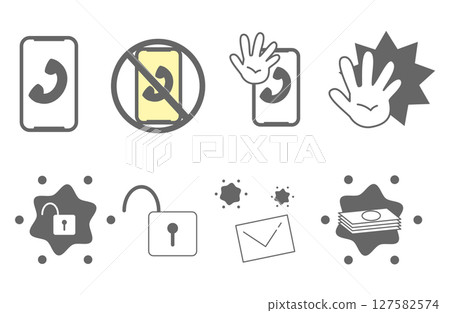 詐欺防制和安全意識圖標集 127582574