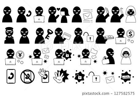 Cybercrime prevention icon set 127582575