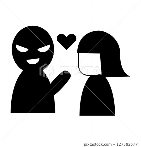 Silhouette of a woman being deceived by a scam 127582577