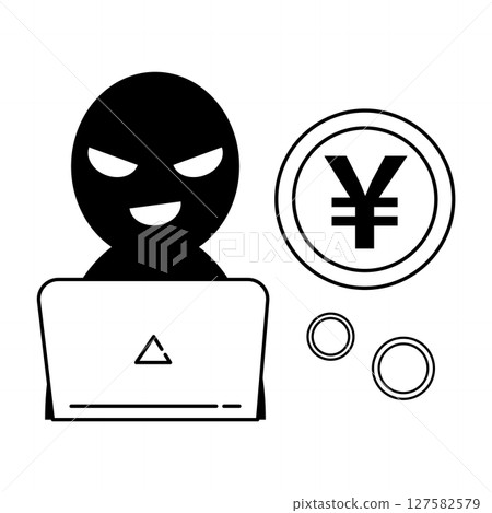 Icon of internet scammer targeting money 127582579