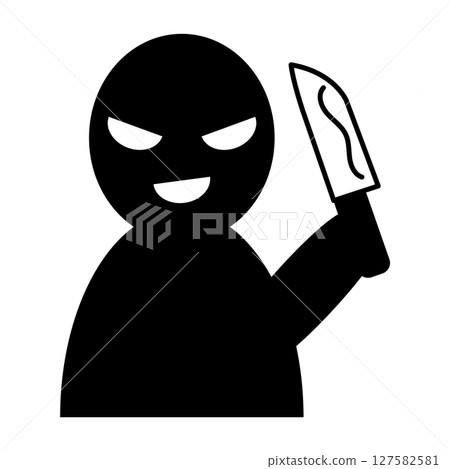 Silhouette icon of a dangerous person holding a knife 127582581