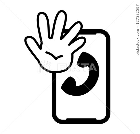 Hand icon to stop a smartphone call 127582597