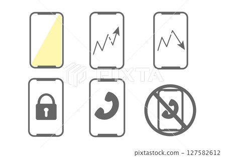 智慧型手機功能圖示集（通話、鎖定、股票價格等） 127582612