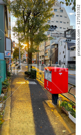 Red mailbox at dusk 127583382