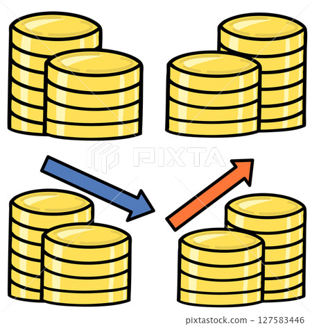 Set of stacked coins 127583446