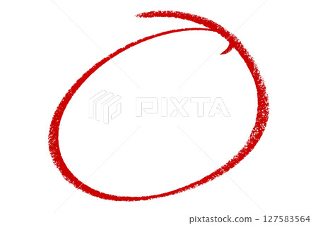 Red pencil highlight circle mark isolated on transparent background 127583564