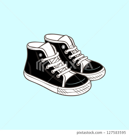 simple black and blue shoe icon simple black and blue shoe icon 127583595