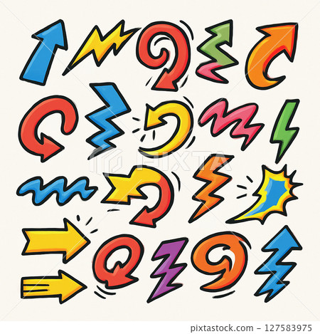 Arrow illustration material: Colorful jagged arrow 127583975