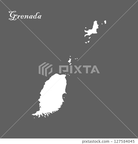 Grenada country map white color and gray background Grenada country map white color and gray background 127584045
