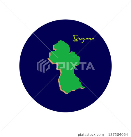 High detailed map of Guyana. Outline map of Guyana. South America 127584064