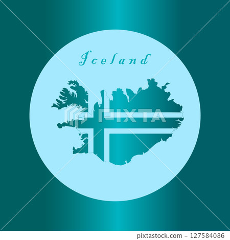 iceland country map blue gradient color 127584086