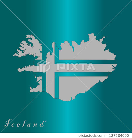 iceland country map white color, blue gradient background 127584090
