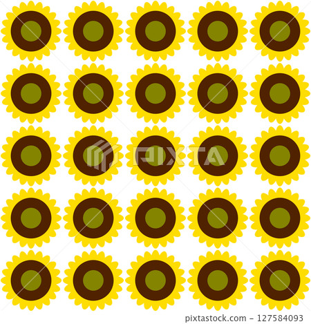 透明背景上對齊向日葵的圖案插圖 127584093