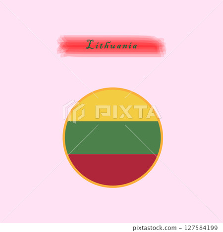 Lithuanian country flag round background 127584199