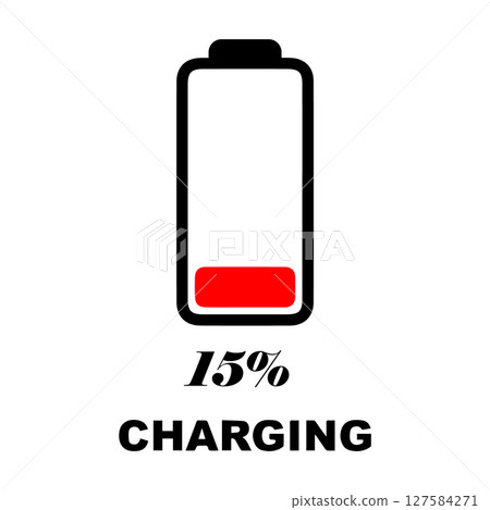 simple icon battery 15% vectors illustration simple icon battery 15% vectors illustration 127584271