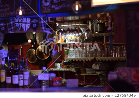 A quaint drink ordering counter at a live music venue 127584349