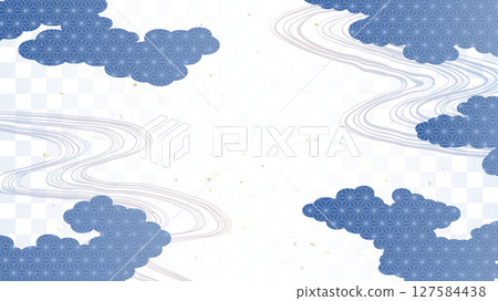 Japanese pattern abstract cloud and running water background design 127584438
