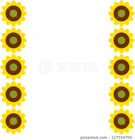 Sunflower vertical line decorative pattern illustration material on transparent background 127584700