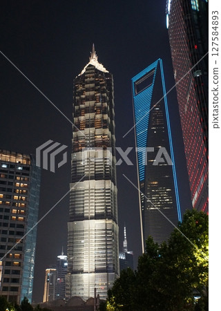 Shanghai, skyscrapers at night 127584893