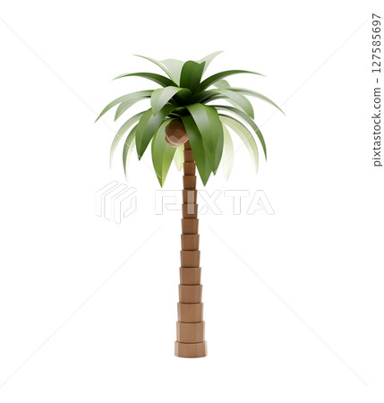 Coconut palm trees minimalist 3D rendering in a soft and smooth renderer Coconut palm trees minimalist 3D rendering in a soft and smooth renderer 127585697