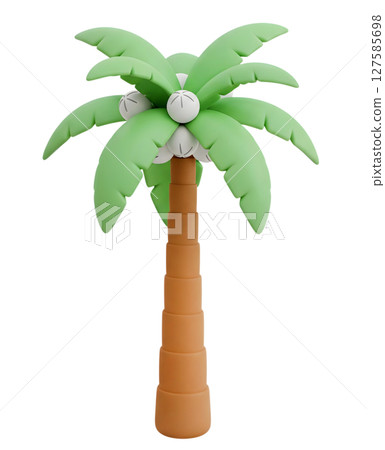 Coconut palm trees minimalist 3D rendering in a soft and smooth renderer Coconut palm trees minimalist 3D rendering in a soft and smooth renderer 127585698