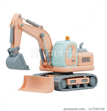 Excavator minimalist 3D rendering in a soft and smooth renderer 127585740