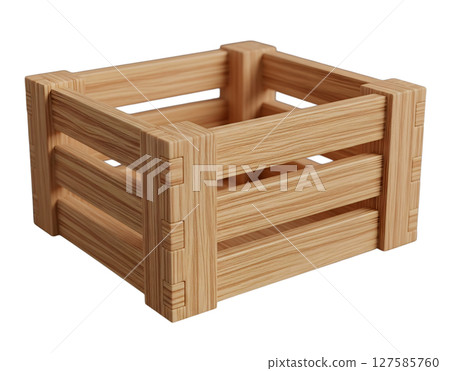 wooden crate minimalist 3D rendering in a soft and smooth renderer 127585760