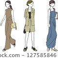 Illustration material of summer ladies fashion/setup coordination 127585846