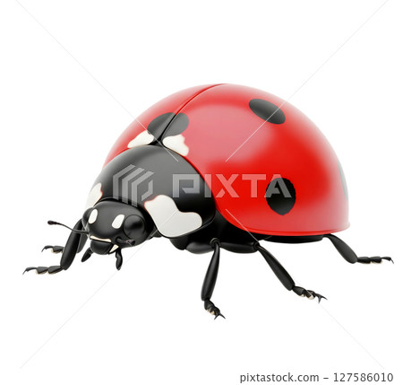 Red ladybug minimalist 3D rendering in a soft and smooth renderer 127586010