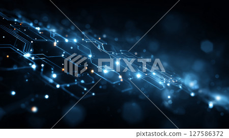 Modern Blue Tech Background with Futuristic Data Elements. Generative AI 127586372
