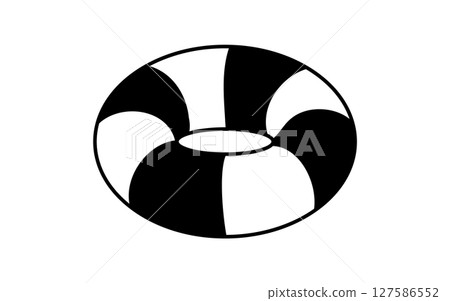 Simple line drawing illustration of a swim ring, summer isometric illustration 127586552