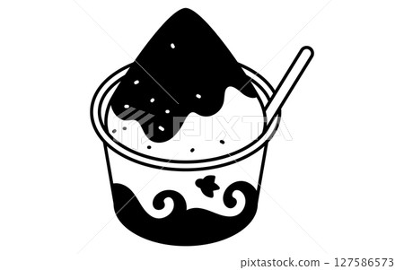 Simple line drawing illustration of shaved ice, summer isometric illustration 127586573