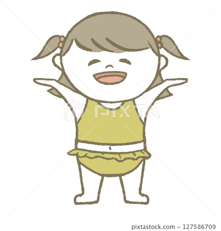 Child in swimsuit, smiling, yellow Child in swimsuit, smiling, yellow 127586709