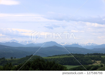 北海道、初夏、新綠、春天、本別町、足寄町、牛奶之路、牧場車道、旭岳景色、乳牛、牛奶、農場 127586798