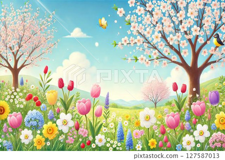 春天的花朵圖片 127587013
