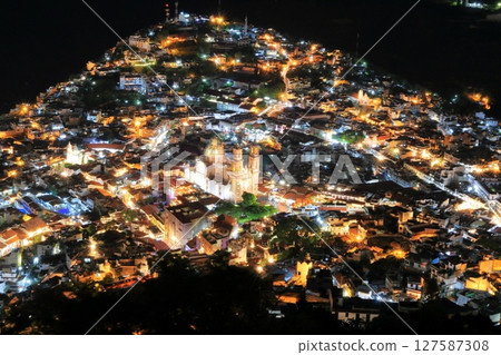 Night view of the city of Taxco, a tourist destination in Central America, Mexico Night view of the city of Taxco, a tourist destination in Central America, Mexico 127587308