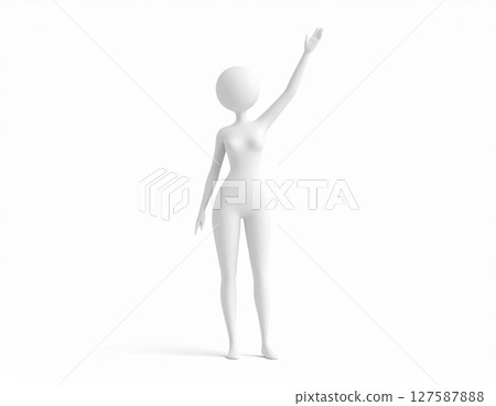 3D character raising hand in greeting pose 127587888