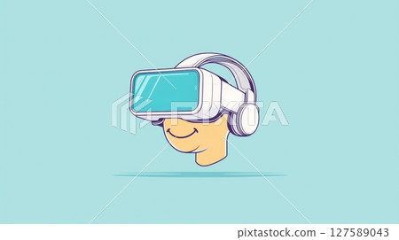 Happy vr user immersive tech illustration 127589043