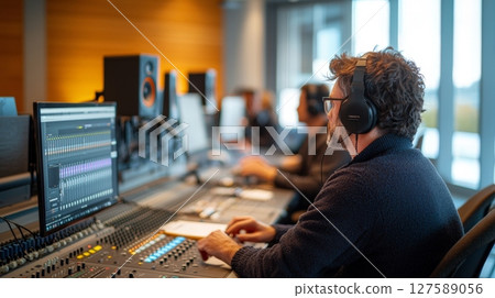 Immerse yourself in sound a man enjoying music with headphones for ultimate relaxation and focus 127589056