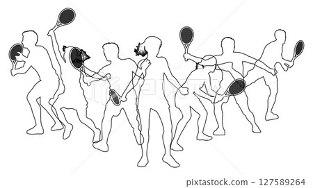 Silhouette Tennis Players Silhouettes Concept Silhouette Tennis Players Silhouettes Concept 127589264