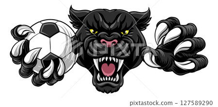 Black Panther Leopard Jaguar Cat Soccer Mascot 127589290