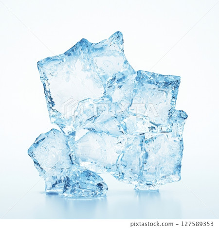 Sparkling ice cubes crystal clear ice texture for refreshing designs. 127589353