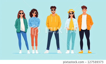 Stylish young adults diverse group portrait 127589373