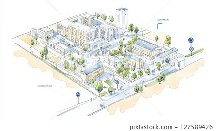 Watercolor isometric cityscape urban planning design Watercolor isometric cityscape urban planning design 127589426