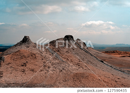 Mud volcano at Gobustan national park erupt. Azerbaijan 127590435