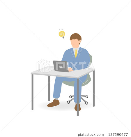 一位年輕男性員工提出一個想法的插圖 127590477